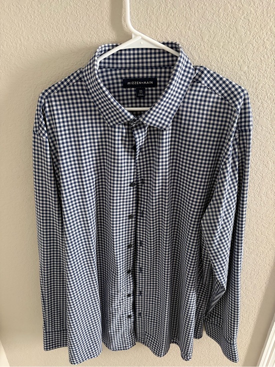 Mizzen+Main Other - Mizzen+Main Men’s Navy and White Gingham Button-Down Shirt - Wrinkle Free XXL